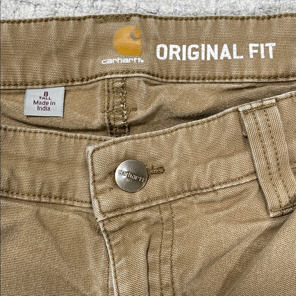 Women’s Carhartt Tan Lightweight Original Fit Cargo Work Pants Size 8Tall - Picture 11 of 16
